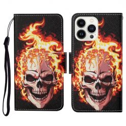 Knížkové pouzdro Trendy Cross case Lebka v ohni – Apple iPhone 15 Pro Max | Levné Kryty | Levné Kryty | Levné Kryty