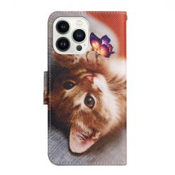 Alternative view of Knížkové pouzdro Trendy Cross case Kočka a motyl - Apple iPhone 15 Pro Max