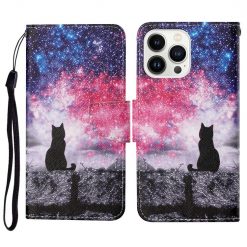 Knížkové pouzdro Trendy Cross case Kočka a vesmír – Apple iPhone 15 Pro | Levné Kryty | Levné Kryty | Levné Kryty