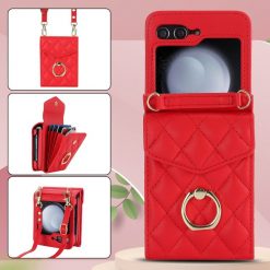 Peněženkové pouzdro Diamond Card case červené – Samsung Galaxy Z Flip 5 | Levné Kryty | Levné Kryty | Levné Kryty
