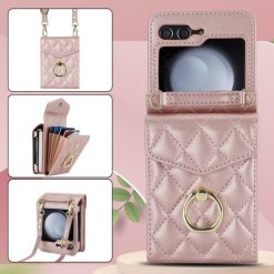 Peněženkové pouzdro Diamond Card case růžové – Samsung Galaxy Z Flip 5 | Levné Kryty | Levné Kryty | Levné Kryty