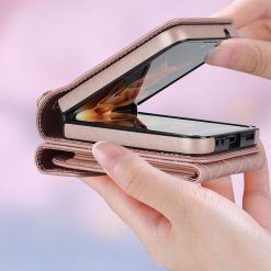 Peněženkové pouzdro Diamond Card case růžové – Samsung Galaxy Z Flip 5 | Levné Kryty | Levné Kryty | Levné Kryty