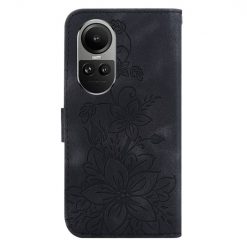 Alternative view of Peněženkové pouzdro Embossing Pattern Lilie černé – Oppo Reno 10 5G / Reno 10 Pro 5G