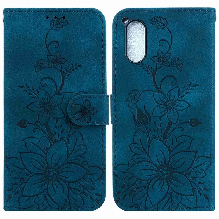 Peněženkové Pouzdro Embossing Pattern Lilie Modré Sony Xperia 5 V Levné Kryty 6308