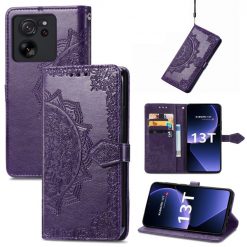 Peněženkové pouzdro Embossing Pattern Mandala Flower fialové – Xiaomi 13T / 13T Pro | Levné Kryty | Levné Kryty | Levné Kryty
