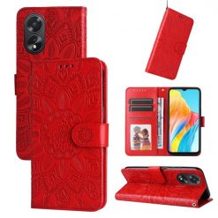 Peněženkové pouzdro Embossing Pattern Slunečnice červené – Oppo A38 | Levné Kryty | Levné Kryty | Levné Kryty