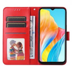 Peněženkové pouzdro Embossing Pattern Slunečnice červené – Oppo A38 | Levné Kryty | Levné Kryty | Levné Kryty