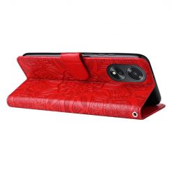 Peněženkové pouzdro Embossing Pattern Slunečnice červené – Oppo A38 | Levné Kryty | Levné Kryty | Levné Kryty