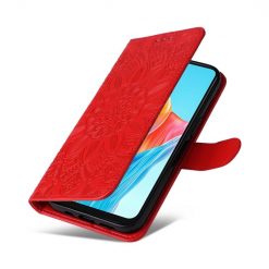 Peněženkové pouzdro Embossing Pattern Slunečnice červené – Oppo A38 | Levné Kryty | Levné Kryty | Levné Kryty