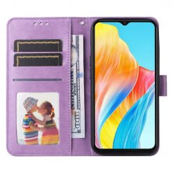 Peněženkové pouzdro Embossing Pattern Slunečnice fialové – Oppo A38 | Levné Kryty | Levné Kryty | Levné Kryty