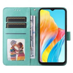 Peněženkové pouzdro Embossing Pattern Slunečnice zelené – Oppo A38 | Levné Kryty | Levné Kryty | Levné Kryty