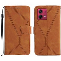 Peněženkové pouzdro Embossing Pattern Stitchy case hnědé – Motorola Edge 40 Neo | Levné Kryty | Levné Kryty | Levné Kryty