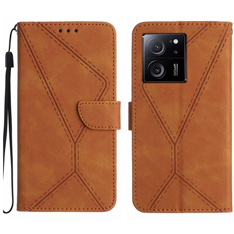 Peněženkové Pouzdro Embossing Pattern Stitchy Case Hnědé Xiaomi 13t 13t Pro Levné Kryty 1720