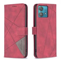 Knížkové pouzdro Rhombus červené – Motorola Edge 40 Neo | Levné Kryty | Levné Kryty | Levné Kryty