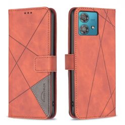 Knížkové pouzdro Rhombus hnědé – Motorola Edge 40 Neo | Levné Kryty | Levné Kryty | Levné Kryty