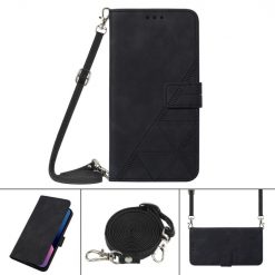Peněženkové pouzdro Embossing Pattern Cross černé – T Phone / T Phone (2023) | Levné Kryty | Levné Kryty | Levné Kryty