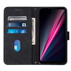 Peněženkové pouzdro Embossing Pattern Cross černé – T Phone / T Phone (2023) | Levné Kryty | Levné Kryty | Levné Kryty