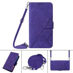 Peněženkové pouzdro Embossing Pattern Cross fialové – T Phone / T Phone (2023) | Levné Kryty | Levné Kryty | Levné Kryty