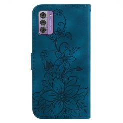Peněženkové pouzdro Embossing Pattern Lilie modré – Nokia G42 | Levné Kryty | Levné Kryty | Levné Kryty
