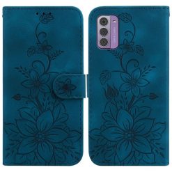 Peněženkové pouzdro Embossing Pattern Lilie modré – Nokia G42 | Levné Kryty | Levné Kryty | Levné Kryty