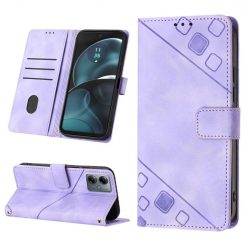 Peněženkové pouzdro Embossing Pattern Square fialové – Motorola Moto G14 | Levné Kryty | Levné Kryty | Levné Kryty