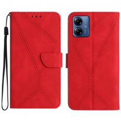 Peněženkové pouzdro Embossing Pattern Stitchy case červené – Motorola Moto G14 | Levné Kryty | Levné Kryty | Levné Kryty