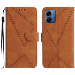 Peněženkové pouzdro Embossing Pattern Stitchy case hnědé – Motorola Moto G14 | Levné Kryty | Levné Kryty | Levné Kryty