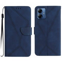 Peněženkové pouzdro Embossing Pattern Stitchy case modré – Motorola Moto G14 | Levné Kryty | Levné Kryty | Levné Kryty