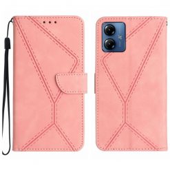 Peněženkové pouzdro Embossing Pattern Stitchy case růžové – Motorola Moto G14 | Levné Kryty | Levné Kryty | Levné Kryty