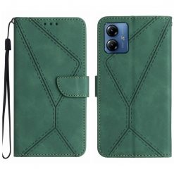 Peněženkové pouzdro Embossing Pattern Stitchy case zelené – Motorola Moto G14 | Levné Kryty | Levné Kryty | Levné Kryty