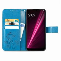 Peněženkové pouzdro Embossing Pattern Čtyřlístek modré – T Phone / T Phone (2023) | Levné Kryty | Levné Kryty | Levné Kryty