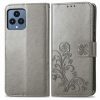 Peněženkové pouzdro Embossing Pattern Čtyřlístek fialové – T Phone / T Phone (2023) | Levné Kryty | Levné Kryty | Levné Kryty