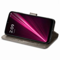 Peněženkové pouzdro Embossing Pattern Čtyřlístek šedé – T Phone / T Phone (2023) | Levné Kryty | Levné Kryty | Levné Kryty