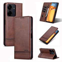 Peněženkové pouzdro AZNS book case tmavohnědé – Xiaomi Redmi 13C / Xiaomi Poco C65 | Levné Kryty | Levné Kryty | Levné Kryty