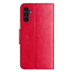 Peněženkové pouzdro Embossing Pattern Motyl a květ červené – Samsung Galaxy A15 4G/5G | Levné Kryty | Levné Kryty | Levné Kryty
