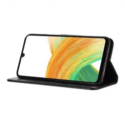 Peněženkové pouzdro Embossing Pattern Motyl a květ černé – Samsung Galaxy A15 4G/5G | Levné Kryty | Levné Kryty | Levné Kryty