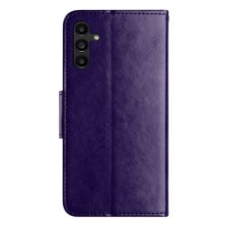 Alternative view of Peněženkové pouzdro Embossing Pattern Motyl a květ fialové – Samsung Galaxy A15 4G/5G