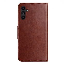 Peněženkové pouzdro Embossing Pattern Motyl a květ hnědé – Samsung Galaxy A15 4G/5G | Levné Kryty | Levné Kryty | Levné Kryty