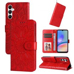 Peněženkové pouzdro Embossing Pattern Slunečnice červené – Samsung Galaxy A05s | Levné Kryty | Levné Kryty | Levné Kryty