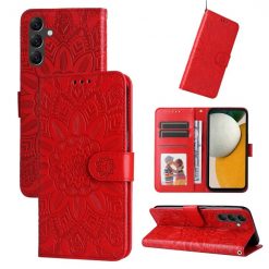 Peněženkové pouzdro Embossing Pattern Slunečnice červené – Samsung Galaxy A15 4G/5G | Levné Kryty | Levné Kryty | Levné Kryty