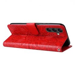 Peněženkové pouzdro Embossing Pattern Slunečnice červené – Samsung Galaxy A15 4G/5G | Levné Kryty | Levné Kryty | Levné Kryty