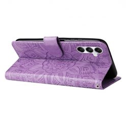 Peněženkové pouzdro Embossing Pattern Slunečnice fialové – Samsung Galaxy A05s | Levné Kryty | Levné Kryty | Levné Kryty