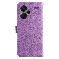 Peněženkové pouzdro Embossing Pattern Slunečnice fialové – Xiaomi Redmi Note 13 Pro+ 5G | Levné Kryty | Levné Kryty | Levné Kryty