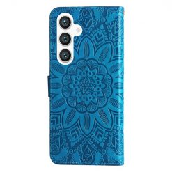 Peněženkové pouzdro Embossing Pattern Slunečnice modré – Samsung Galaxy S24 | Levné Kryty | Levné Kryty | Levné Kryty