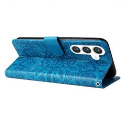 Peněženkové pouzdro Embossing Pattern Slunečnice modré – Samsung Galaxy S24 | Levné Kryty | Levné Kryty | Levné Kryty