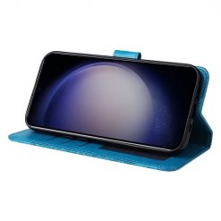 Peněženkové pouzdro Embossing Pattern Slunečnice modré – Samsung Galaxy S24 | Levné Kryty | Levné Kryty | Levné Kryty