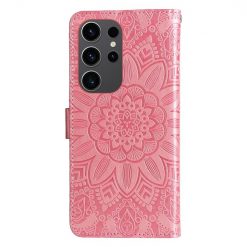 Alternative view of Peněženkové pouzdro Embossing Pattern Slunečnice růžové – Samsung Galaxy S24 Ultra