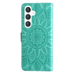 Peněženkové pouzdro Embossing Pattern Slunečnice zelené – Samsung Galaxy S24 | Levné Kryty | Levné Kryty | Levné Kryty