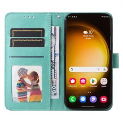 Peněženkové pouzdro Embossing Pattern Slunečnice zelené – Samsung Galaxy S24 Ultra | Levné Kryty | Levné Kryty | Levné Kryty