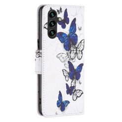 Knížkové pouzdro Trendy Cross case Modro-bílý motyl – Samsung Galaxy A55 5G | Levné Kryty | Levné Kryty | Levné Kryty